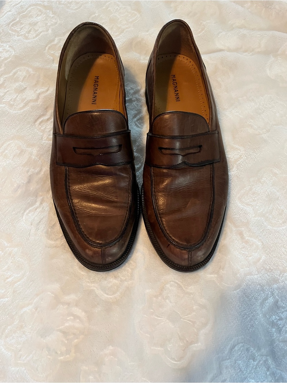Magnanni Brown Leather Penny Loafers